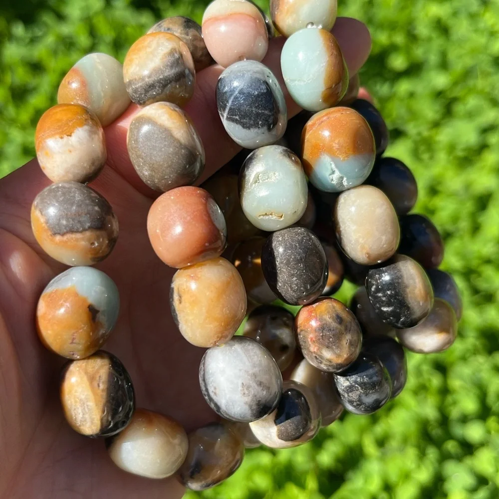 Chunky‎ Caribbean calcite tumbled stone bracelet
